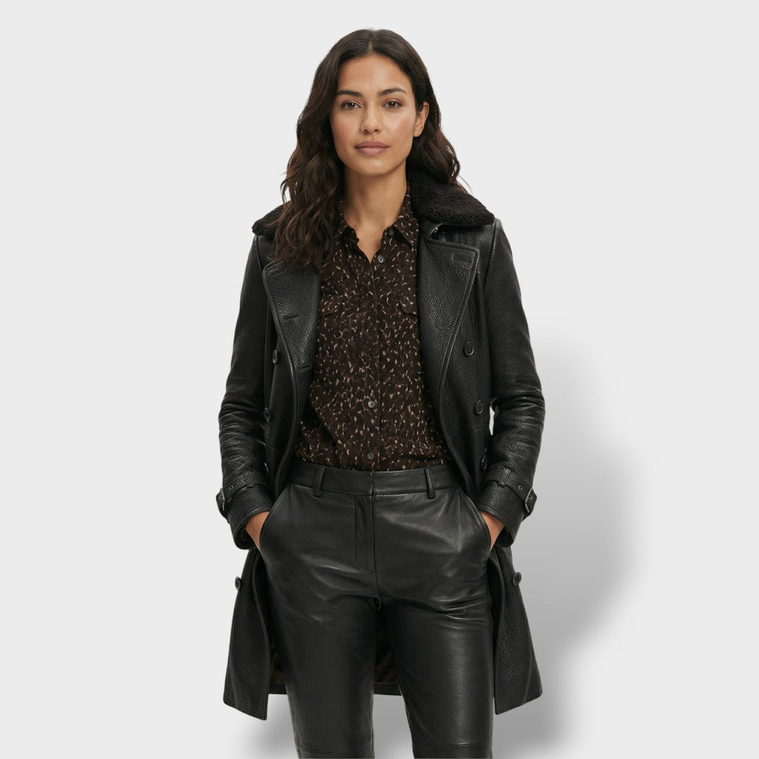Manteau Cuir Élégant Femme