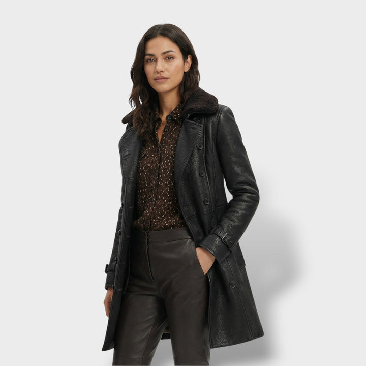 Manteau Cuir Élégant Femme