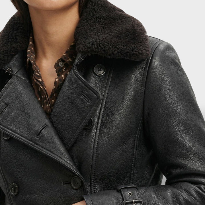 Manteau Cuir Élégant Femme
