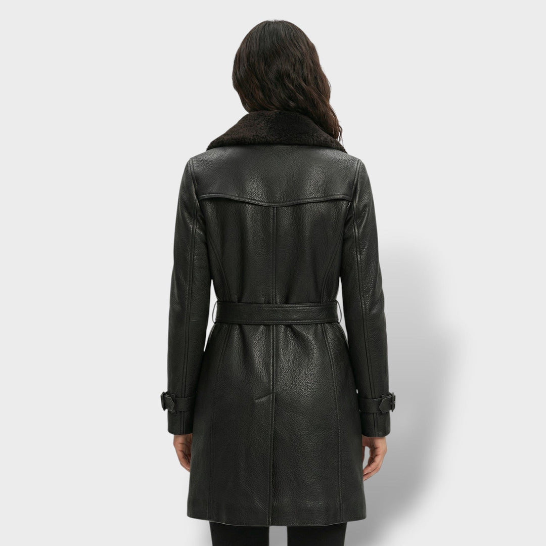 Manteau Cuir Élégant Femme