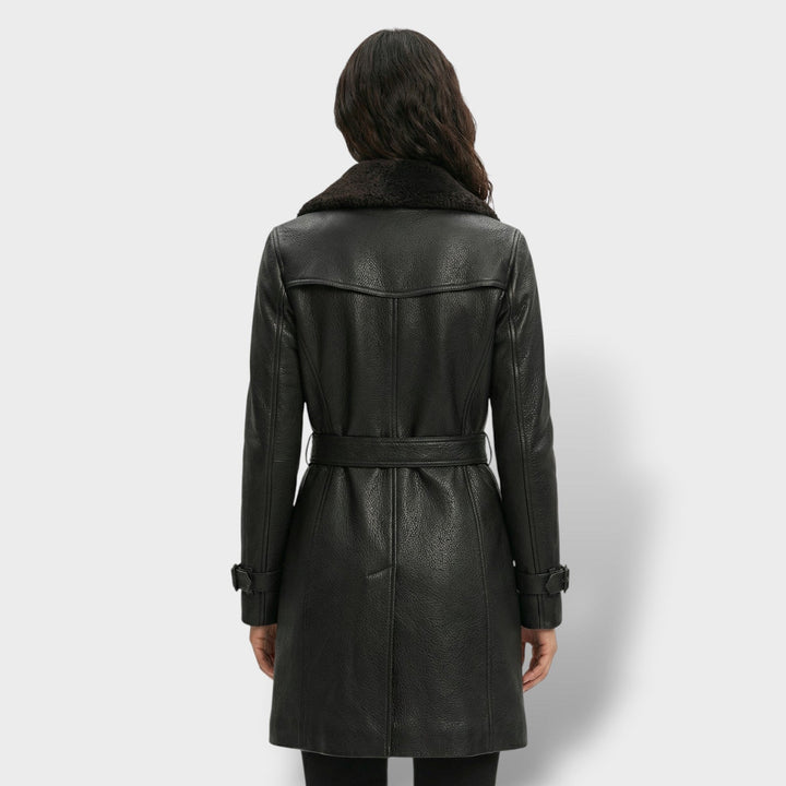 Manteau Cuir Élégant Femme