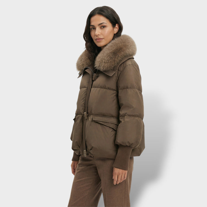 Veste Matelassée Col Fourrure Femme