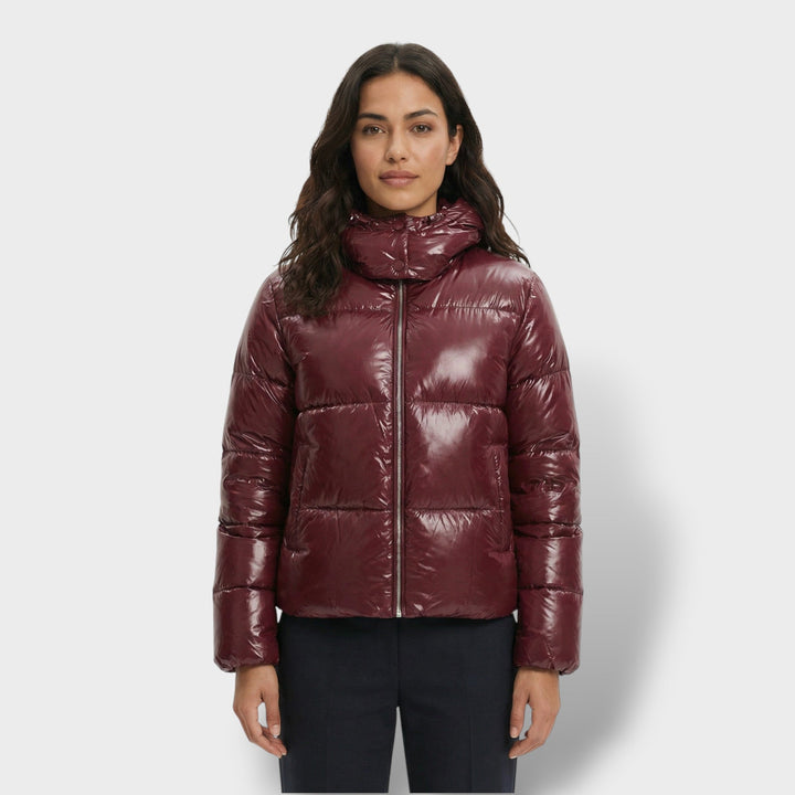 Veste Matelassée Brillante Capuche Femme