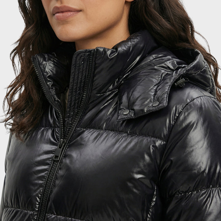 Veste Matelassée Brillante Capuche Femme