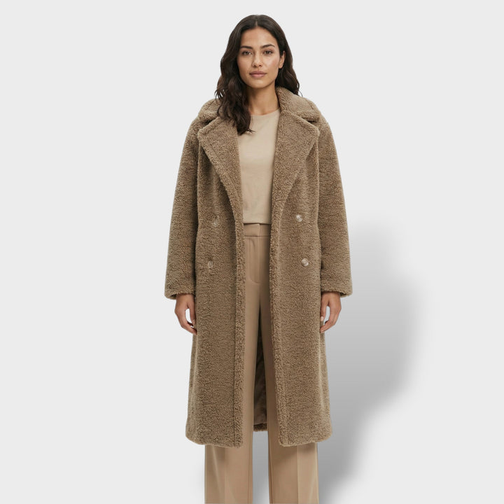 Manteau Teddy Long Double Boutonnage Femme