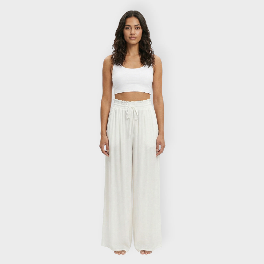 Pantalon Large Taille Élastique Femme