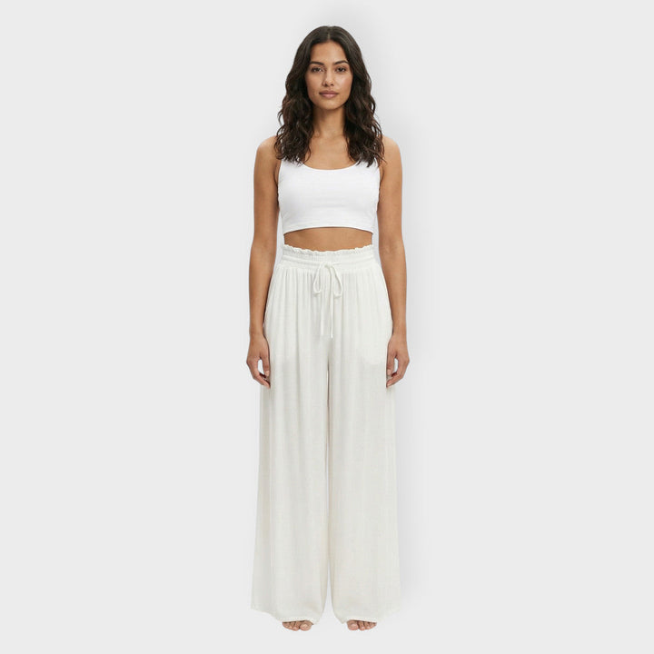 Pantalon Large Taille Élastique Femme
