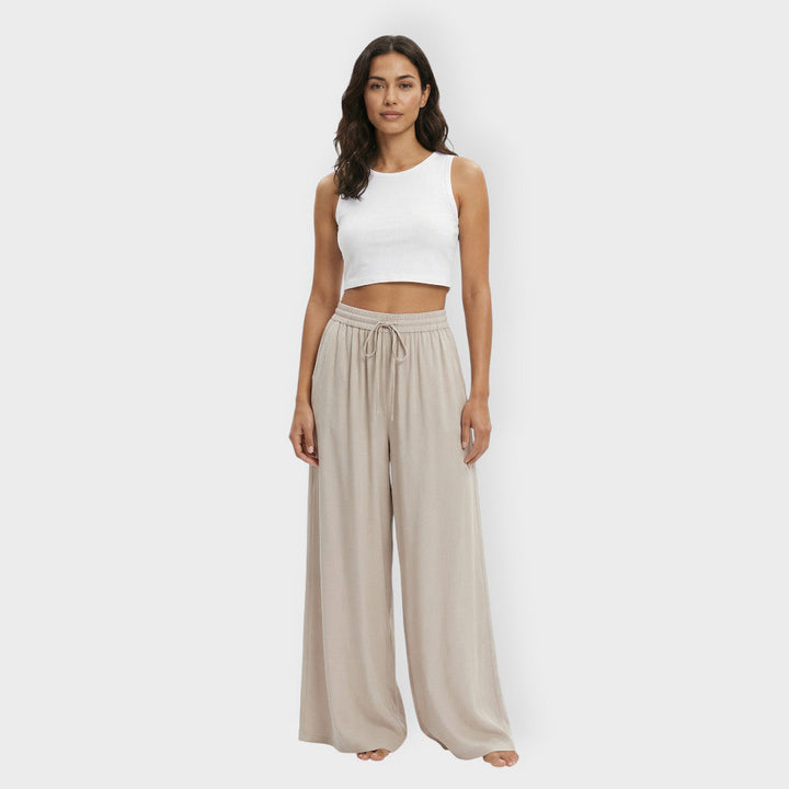 Pantalon Large Taille Élastique Femme