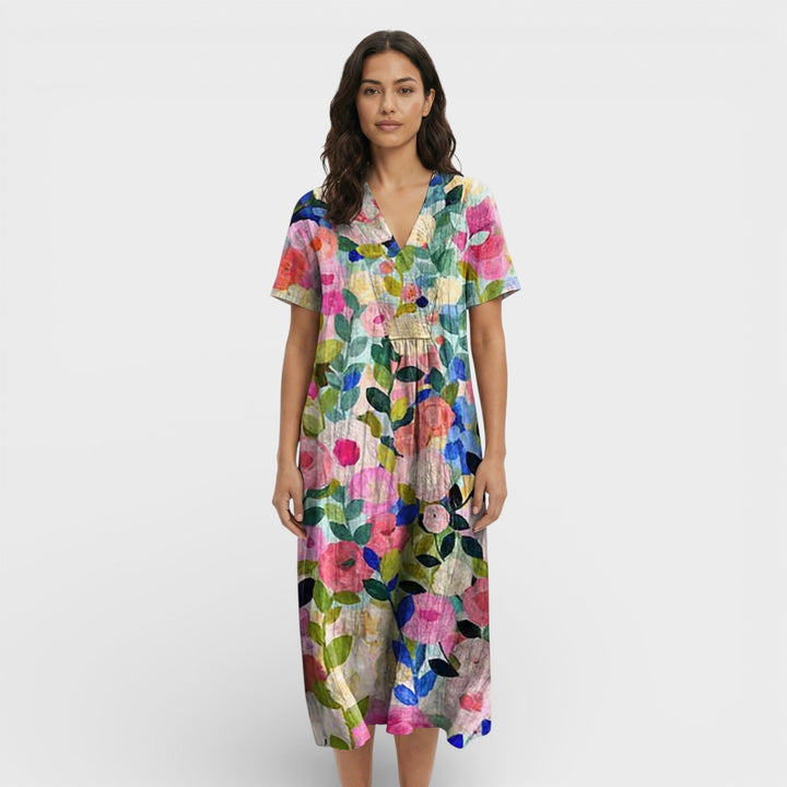 Robe Florale Décolleté V Femme