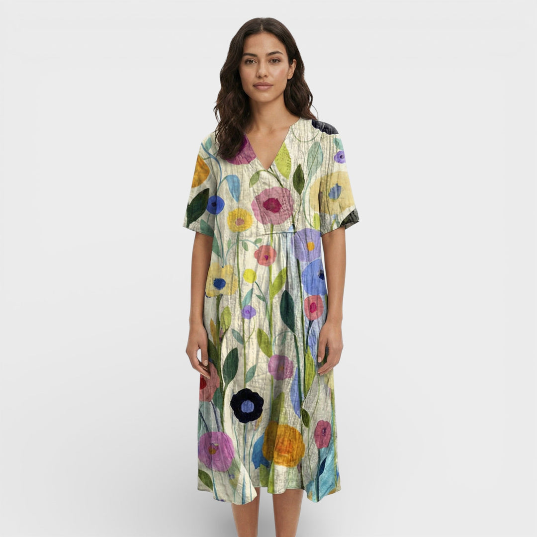 Robe Florale Décolleté V Femme