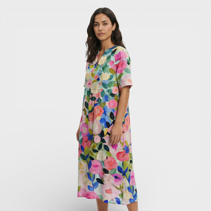 Robe Florale Décolleté V Femme