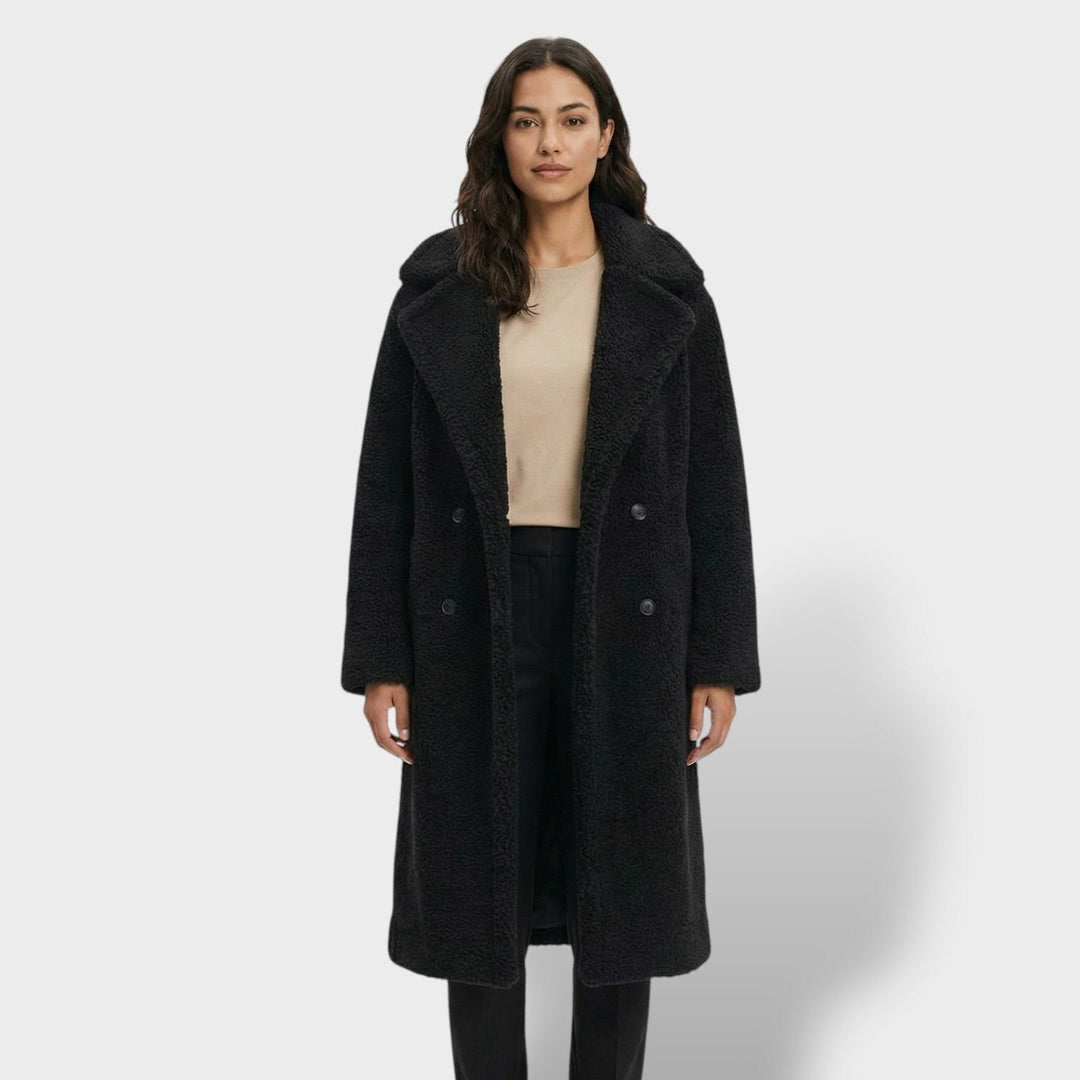 Manteau Teddy Long Double Boutonnage Femme