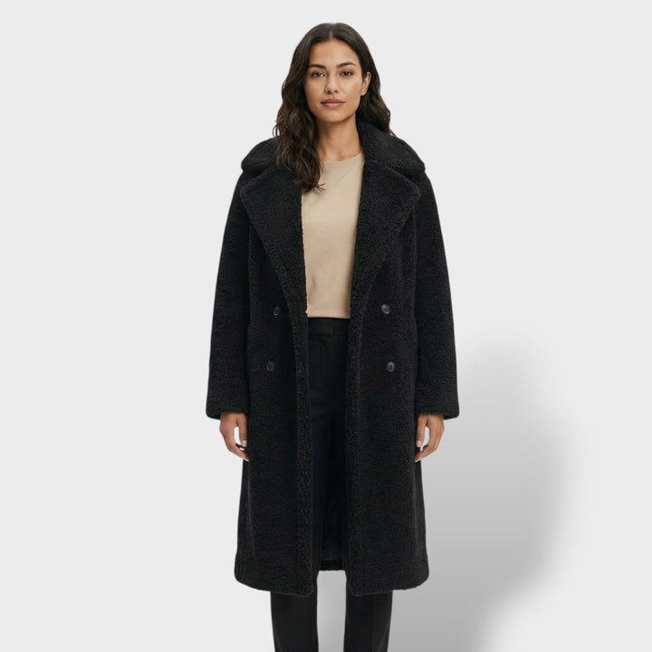 Manteau Teddy Long Double Boutonnage Femme