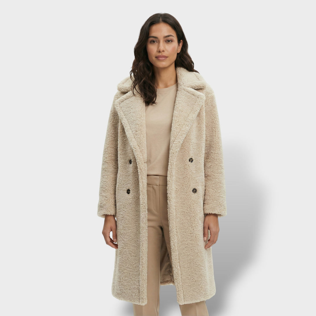 Manteau Teddy Long Double Boutonnage Femme