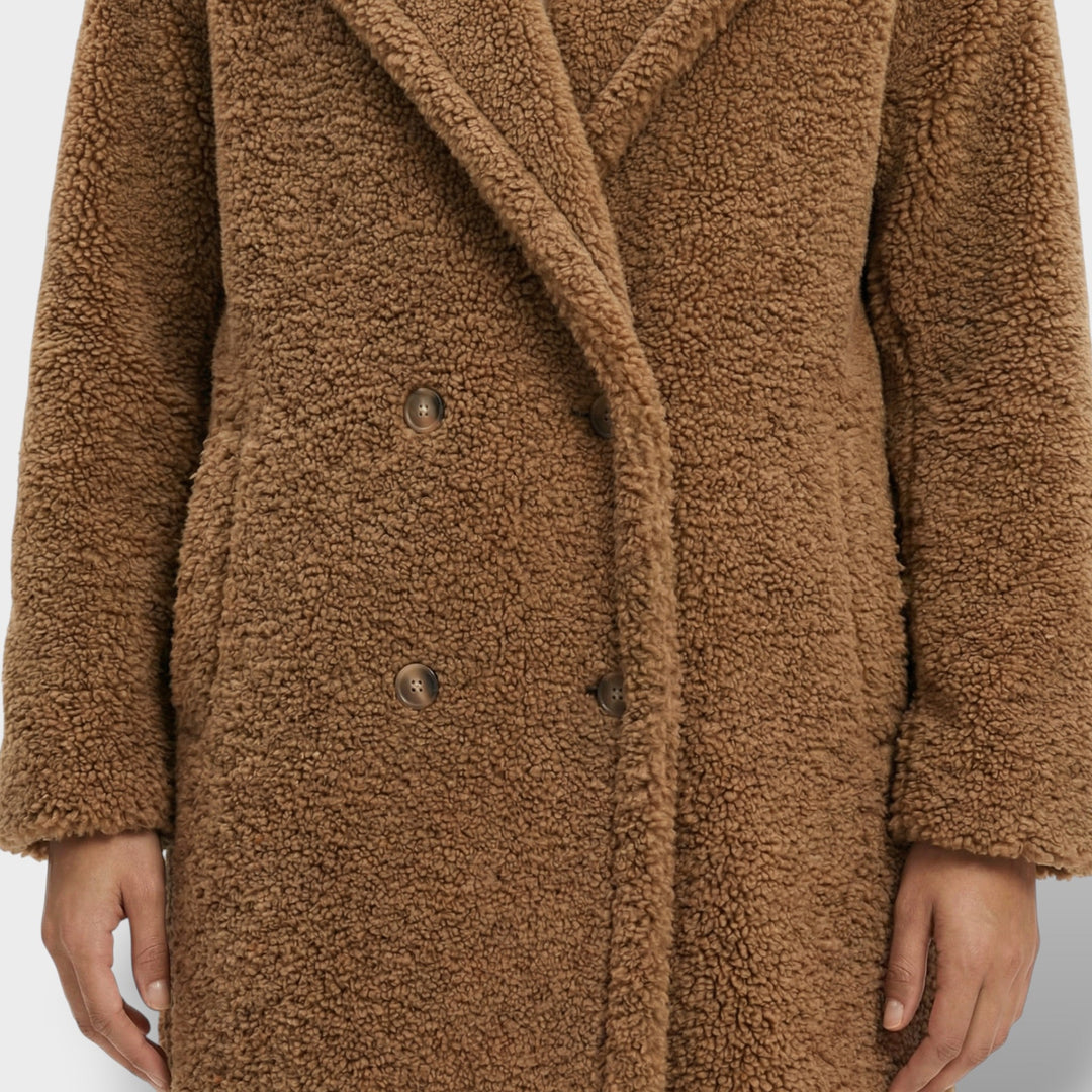 Manteau Teddy Long Double Boutonnage Femme