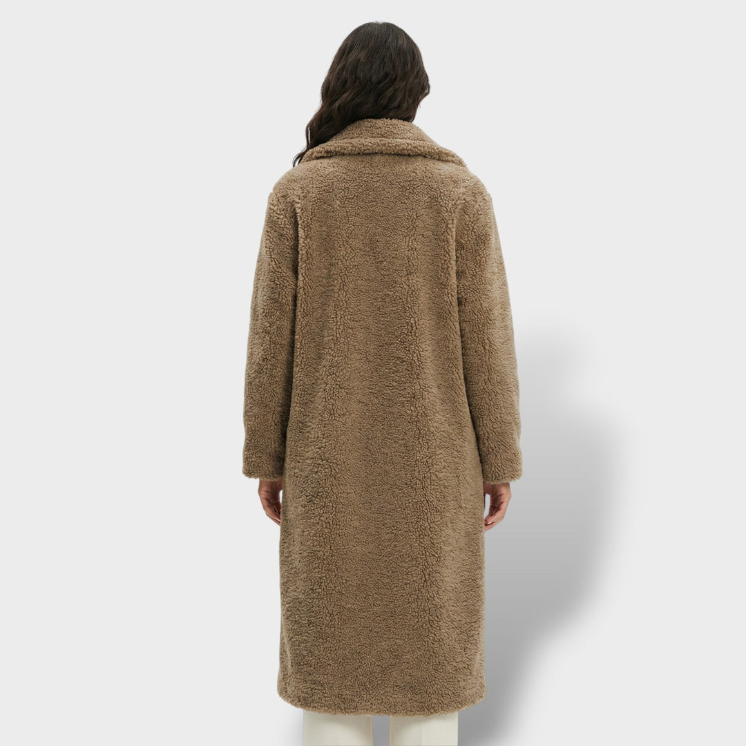 Manteau Teddy Long Double Boutonnage Femme