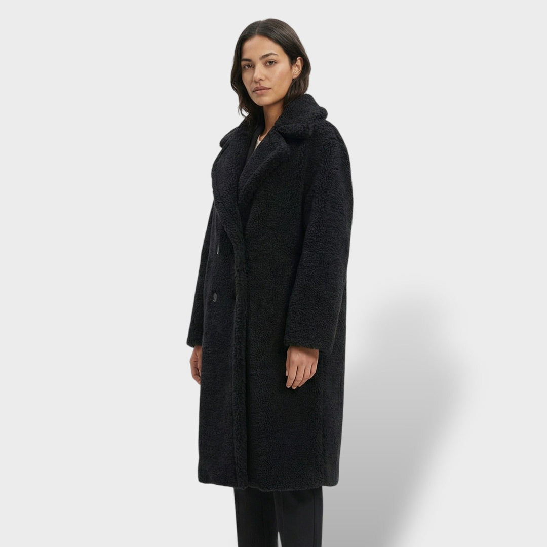 Manteau Teddy Long Double Boutonnage Femme