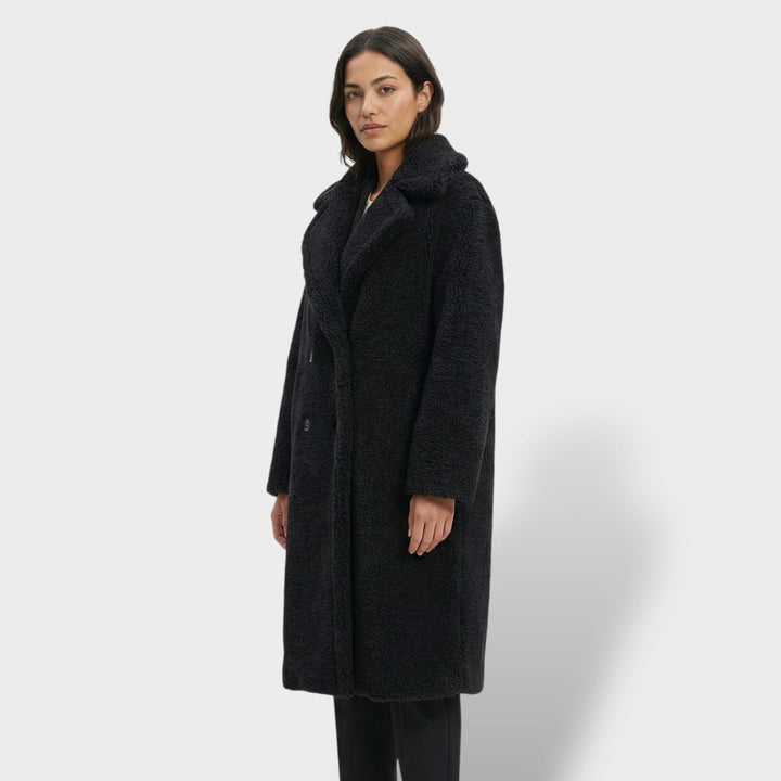 Manteau Teddy Long Double Boutonnage Femme