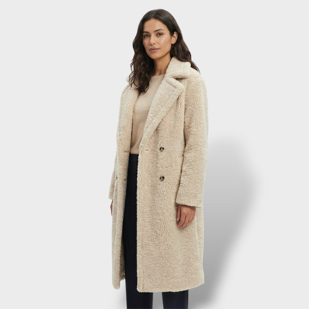 Manteau Teddy Long Double Boutonnage Femme