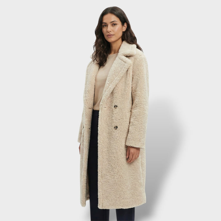 Manteau Teddy Long Double Boutonnage Femme
