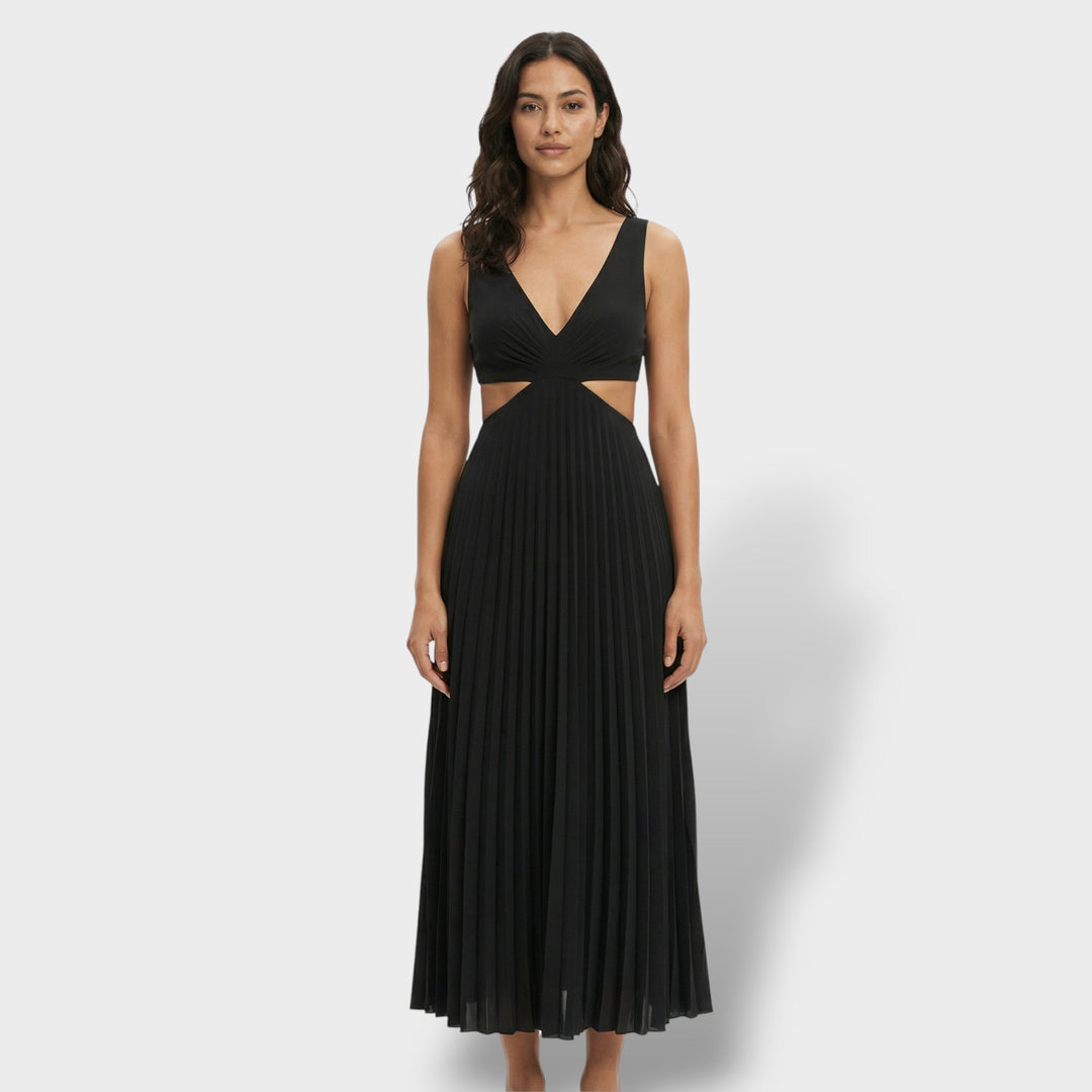 Robe Midi Plissée Élégante Femme
