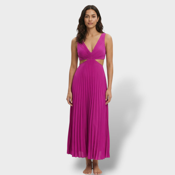 Robe Midi Plissée Élégante Femme