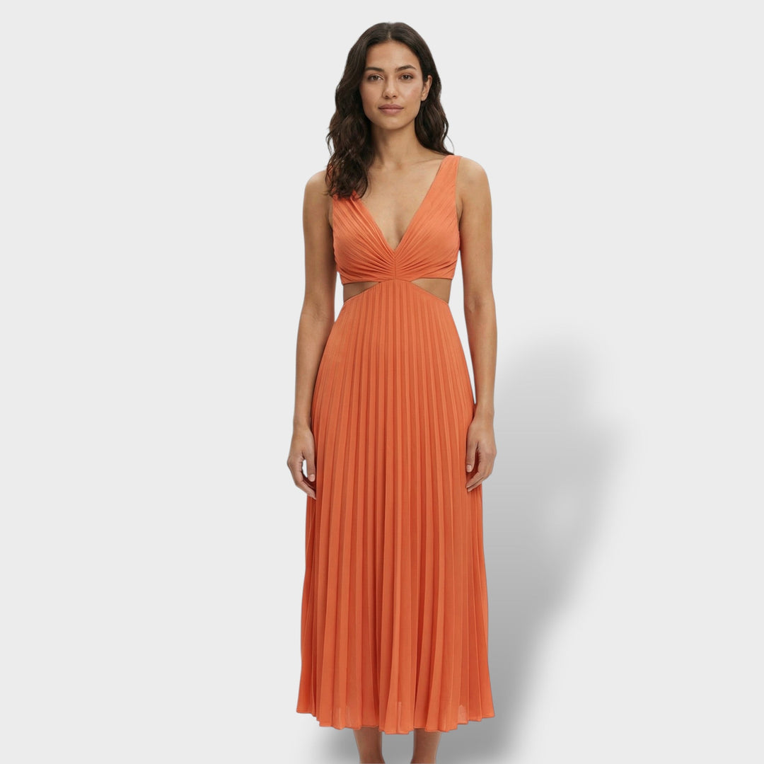 Robe Midi Plissée Élégante Femme
