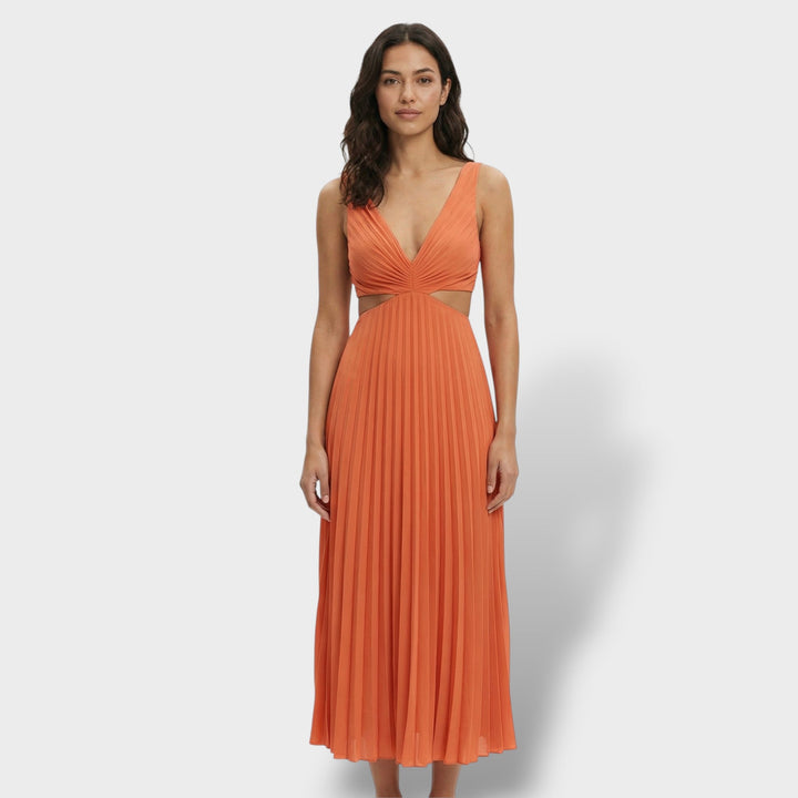 Robe Midi Plissée Élégante Femme