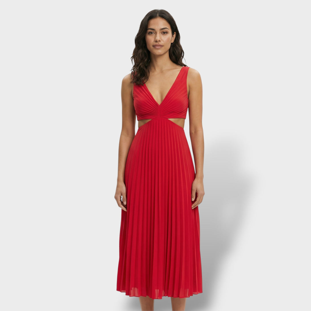 Robe Midi Plissée Élégante Femme
