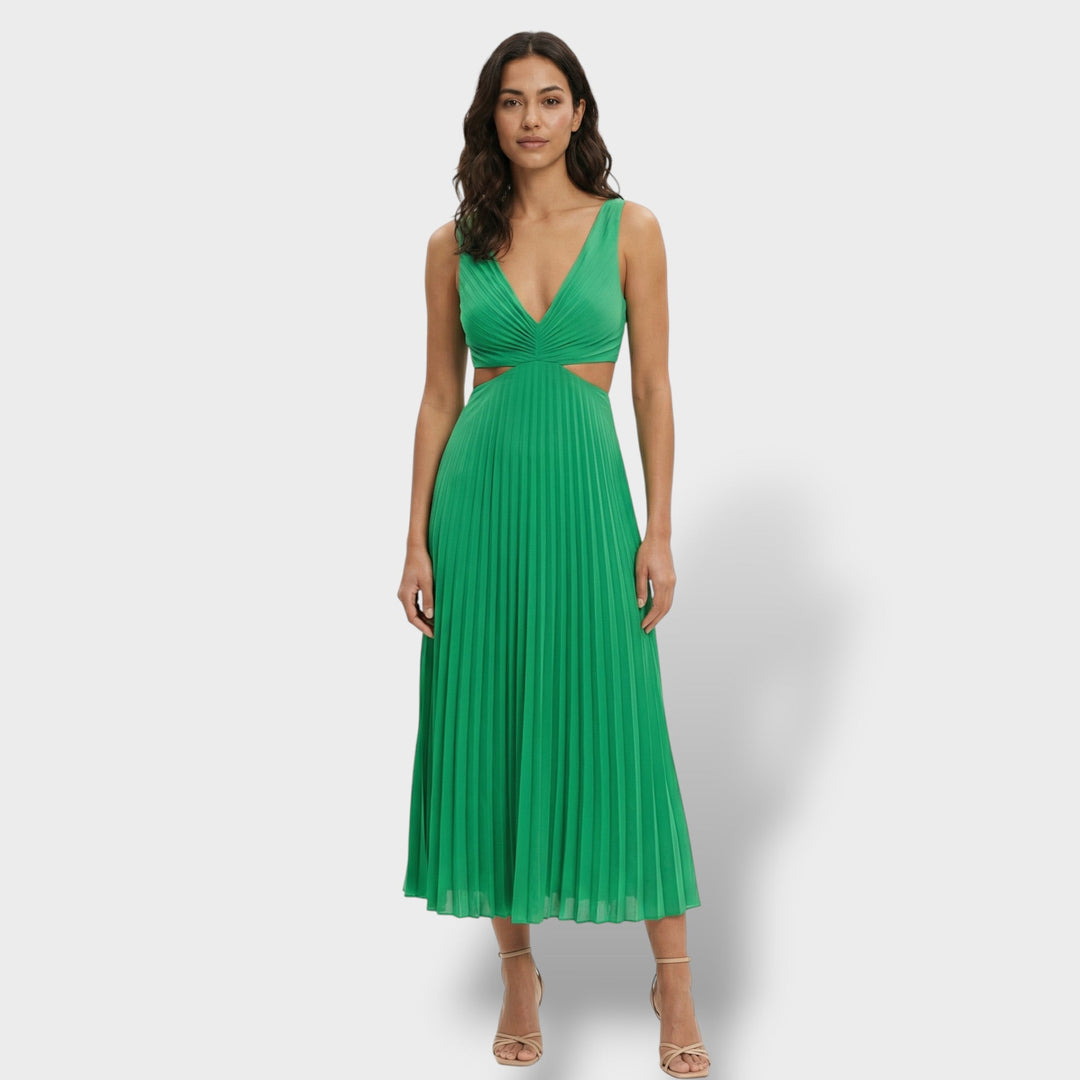 Robe Midi Plissée Élégante Femme