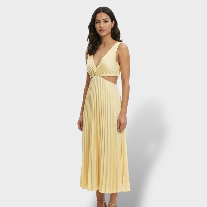 Robe Midi Plissée Élégante Femme