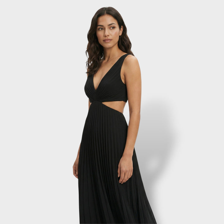 Robe Midi Plissée Élégante Femme
