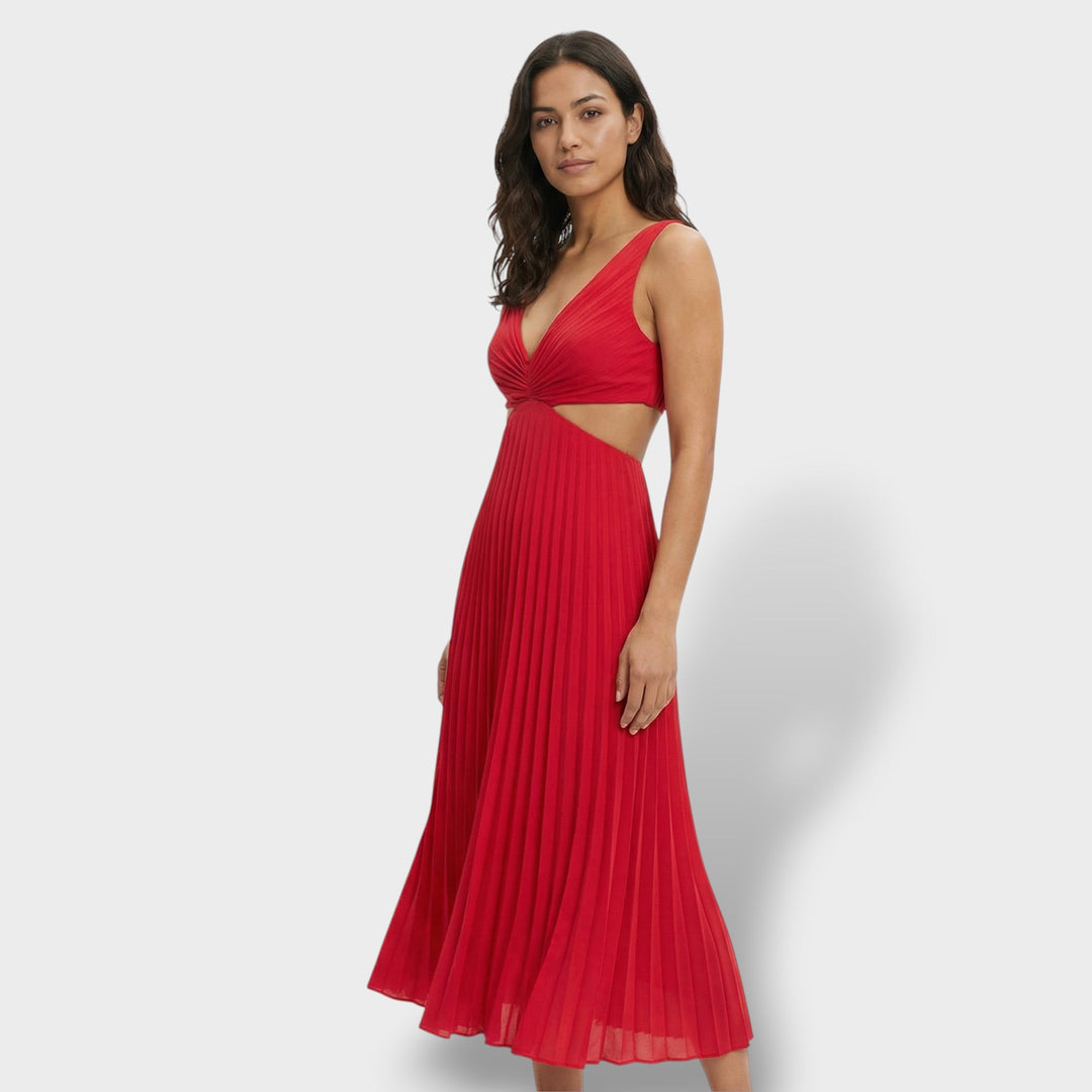 Robe Midi Plissée Élégante Femme