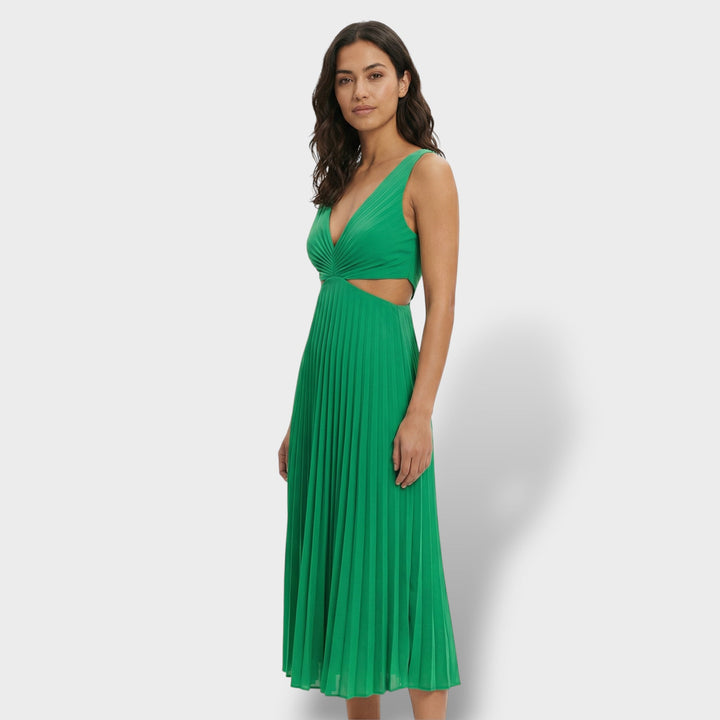 Robe Midi Plissée Élégante Femme