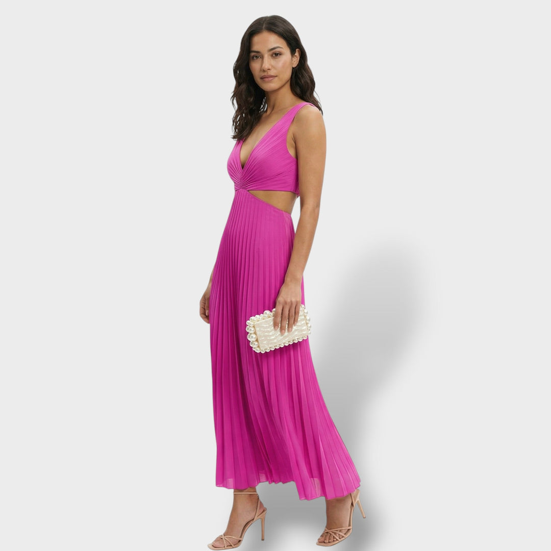 Robe Midi Plissée Élégante Femme