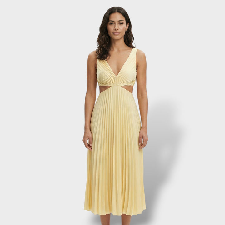 Robe Midi Plissée Élégante Femme