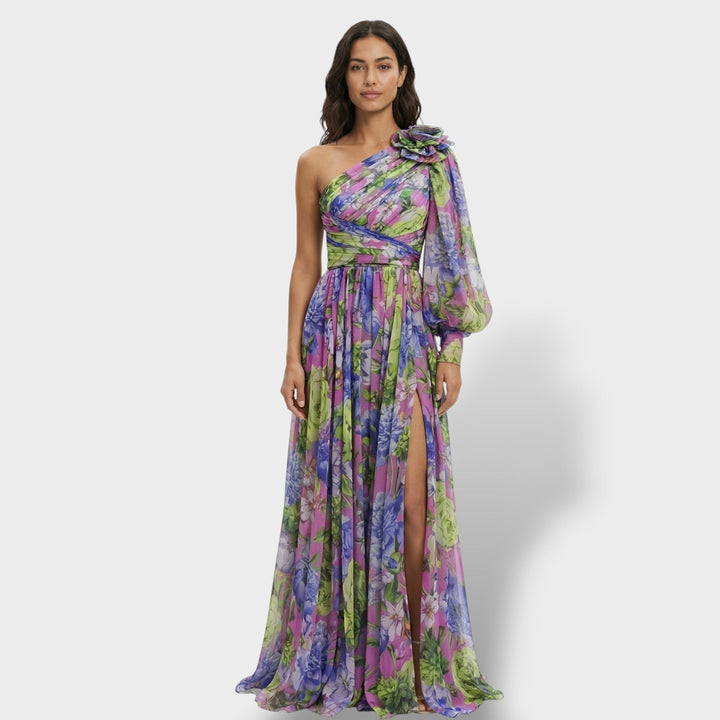 Robe Asymétrique Florale Élégante Femme