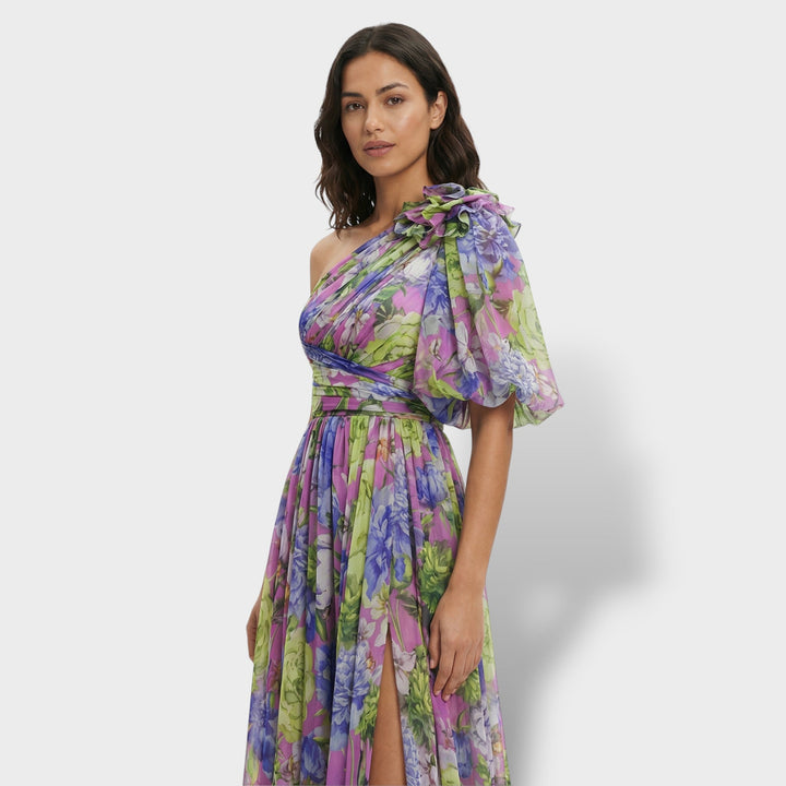 Robe Asymétrique Florale Élégante Femme