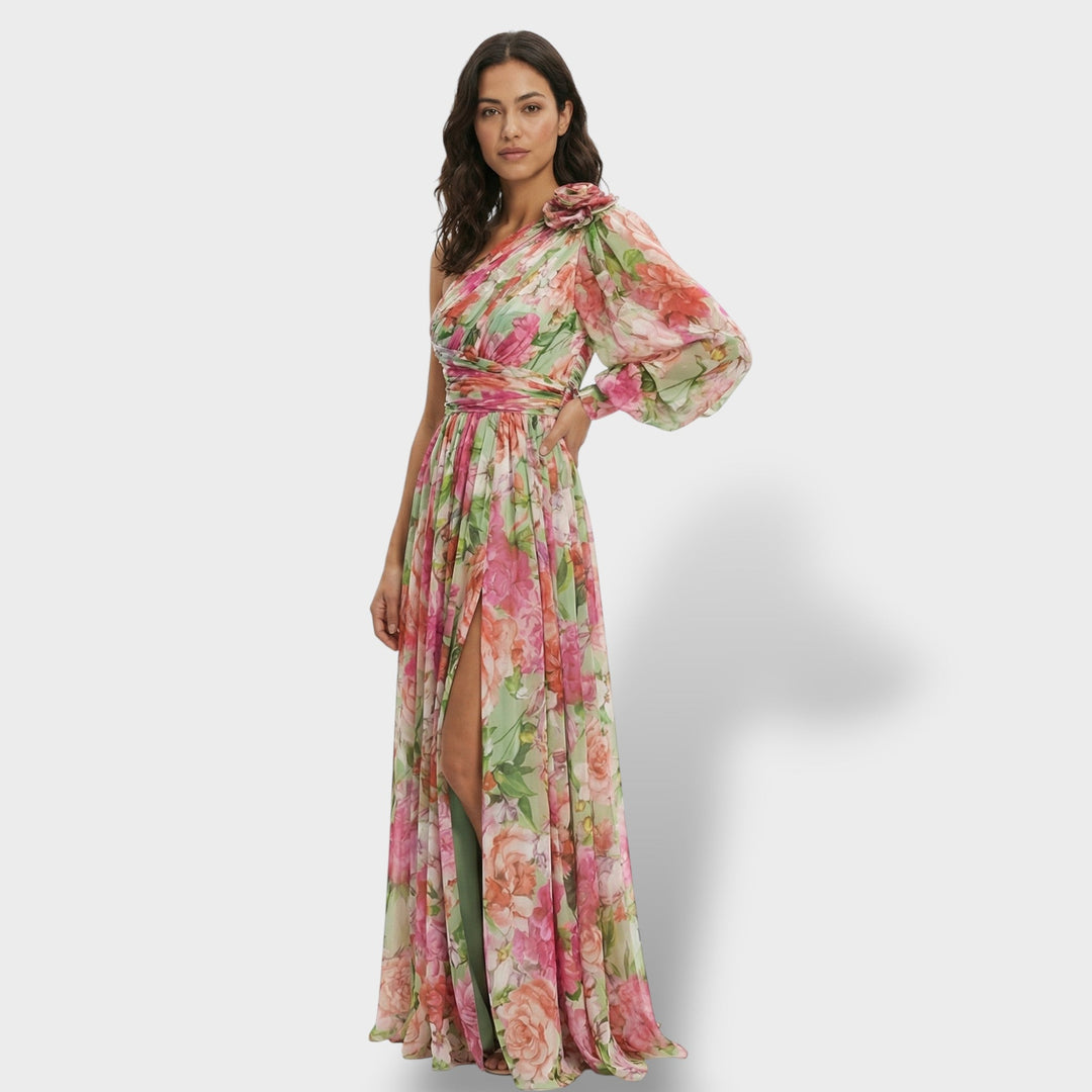 Robe Asymétrique Florale Élégante Femme