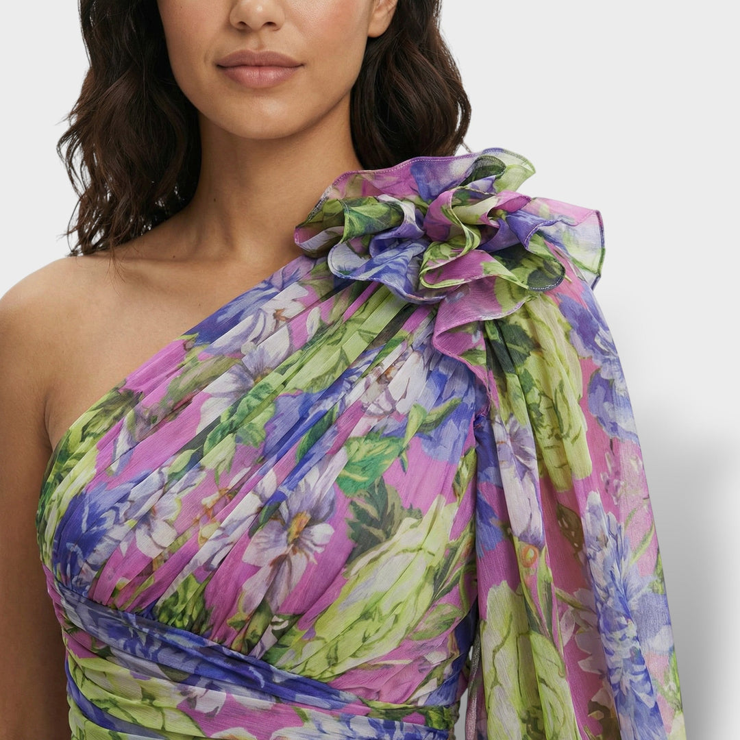 Robe Asymétrique Florale Élégante Femme