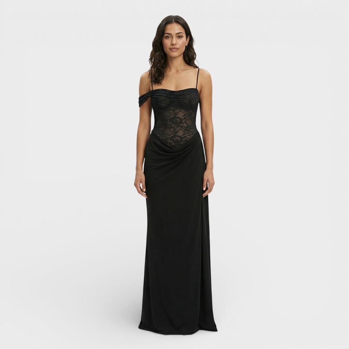 Robe Longue Dentelle Une Épaule Femme