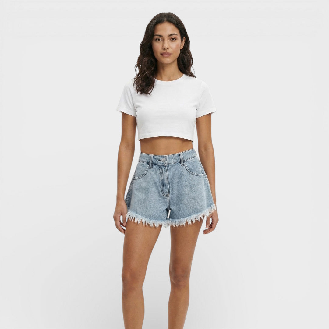 Short Jean Noir Femme Taille Haute