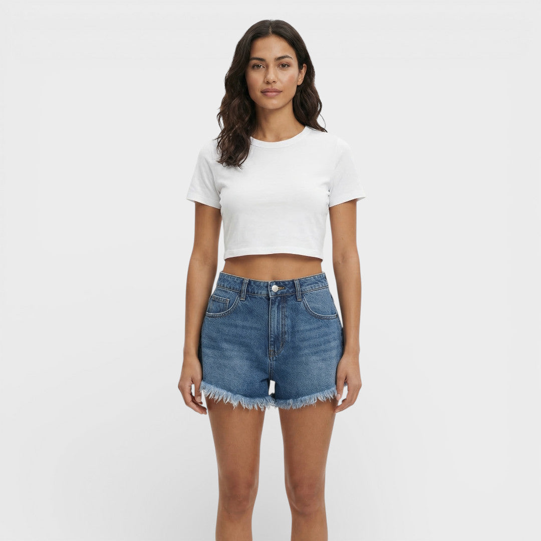 Short Jean Noir Femme Taille Haute