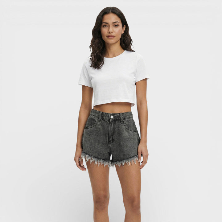 Short Jean Noir Femme Taille Haute