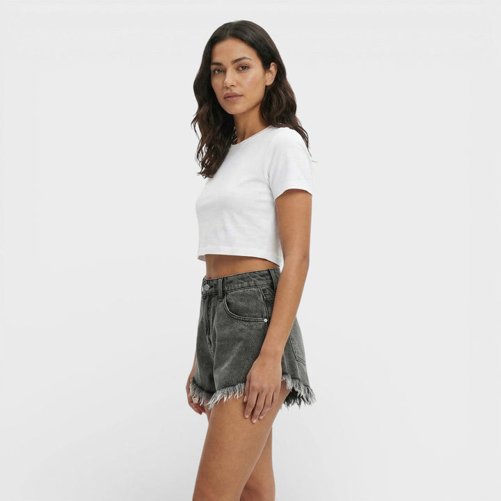 Short Jean Noir Femme Taille Haute