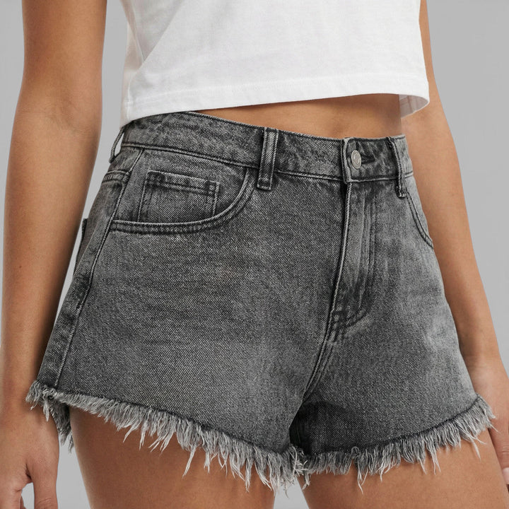 Short Jean Noir Femme Taille Haute