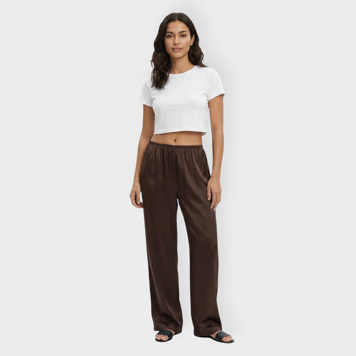 Pantalon Satiné Large Élastique Femme