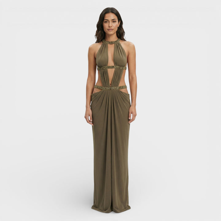 Robe Longue Halter Paillettes Femme