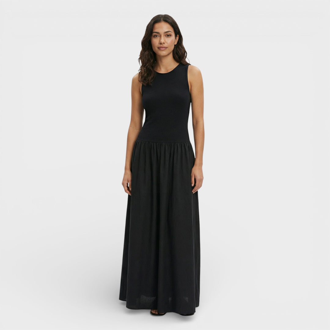 Robe Longue Noire Ajustée Femme