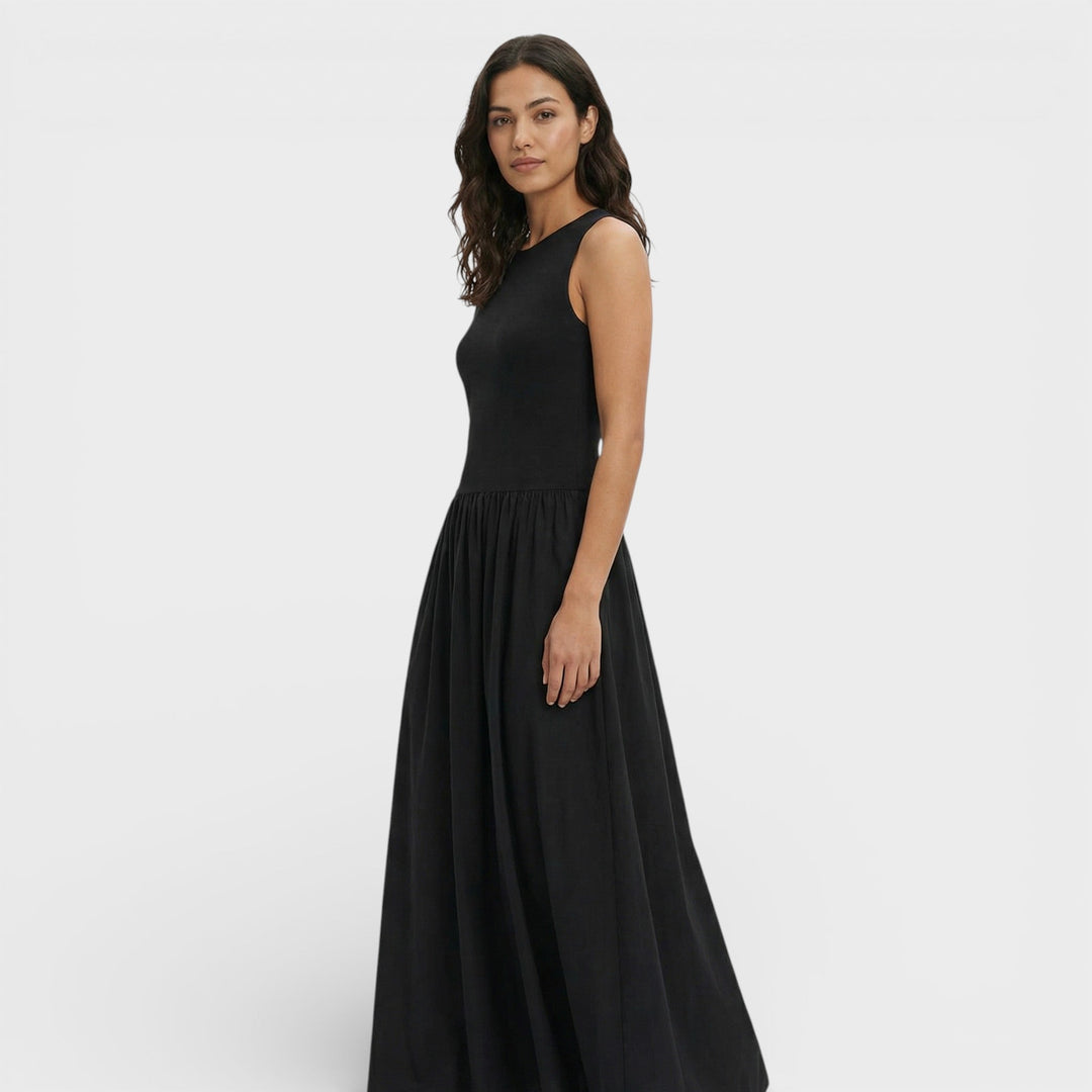 Robe Longue Noire Ajustée Femme